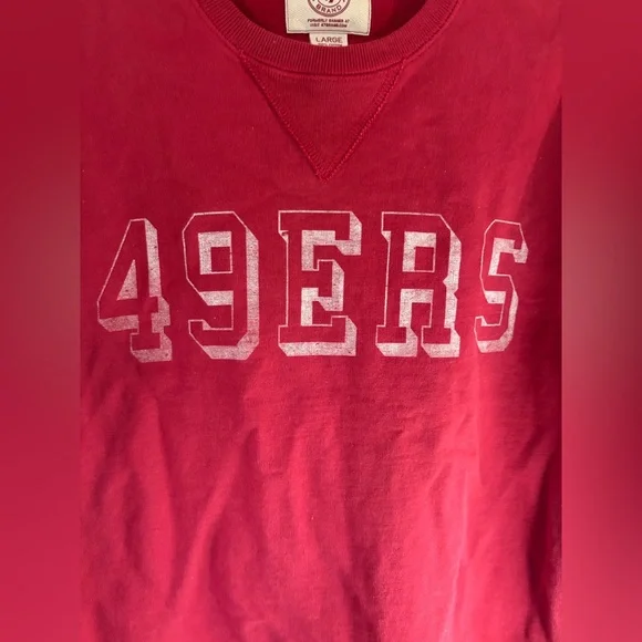 47 Brand Mens L 49ers Football Pullover Sweatshirt Patch Crew Neck Adult Winter - Picture 2 of 15